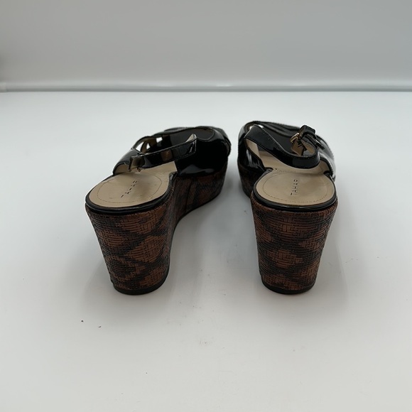 TAHARI Steffi Open-Toe Cut-Out Slingback Heels Platform Black Patent Leather - Picture 5 of 16